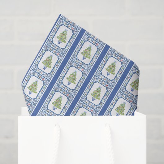 Waterverf Mahjong kerstboom Tissuepapier (Cadeauzakje)