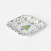 Waterverf Mahjong kerstboomfeest Papieren Bordje (Gebogen)