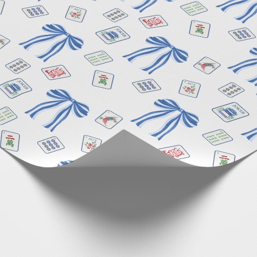 Waterverf Mahjong Tegels & Bogen Cadeaupapier (Hoek)