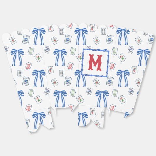 Waterverf Mahjong Tegels & Bogen Monogram Bedankdoosjes (Ongevouwen)
