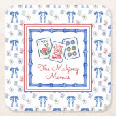 Waterverf Mahjong Tegels & Bogen Party Kartonnen Onderzetters (Voorkant)