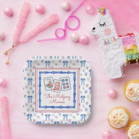Waterverf Mahjong Tegels & Bogen Party Papieren Bordje (Feest)