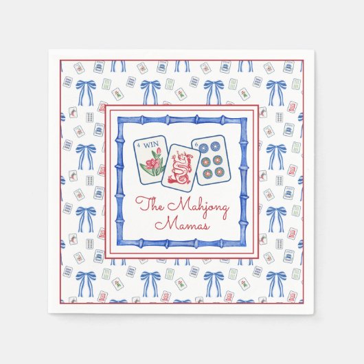 Waterverf Mahjong Tegels & Bogen Party Servet (Voorkant)