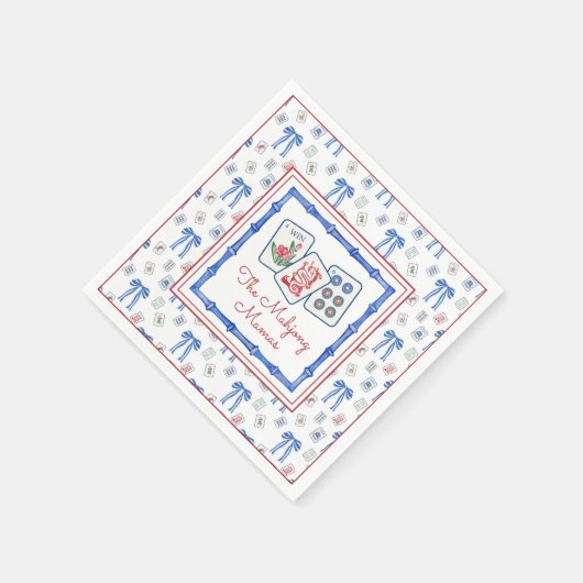 Waterverf Mahjong Tegels & Bogen Party Servet (Hoek)