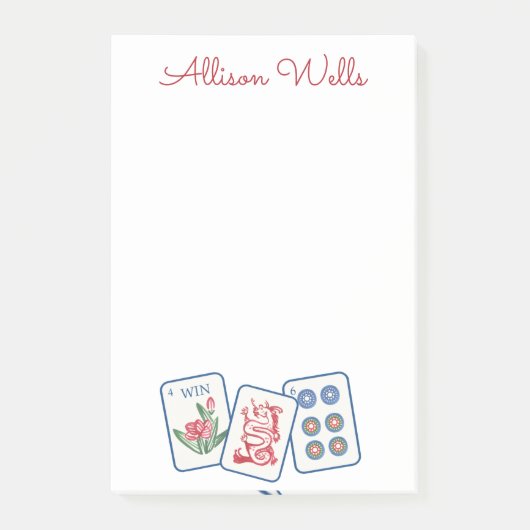 Waterverf Mahjong Tegels gepersonaliseerd Post-it® Notes (Voorkant)
