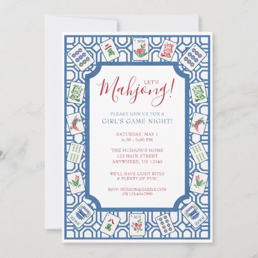 Waterverf Mahjong Tegels Partij Kaart (Voorkant)