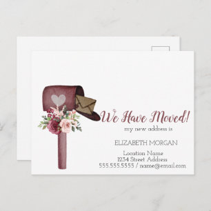 Waterverf mailbox Flowers We hebben verplaatst Aankondigingskaart