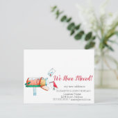 Waterverf mailbox kerstmis we hebben verplaatst aankondigingskaart (Staand voorkant)