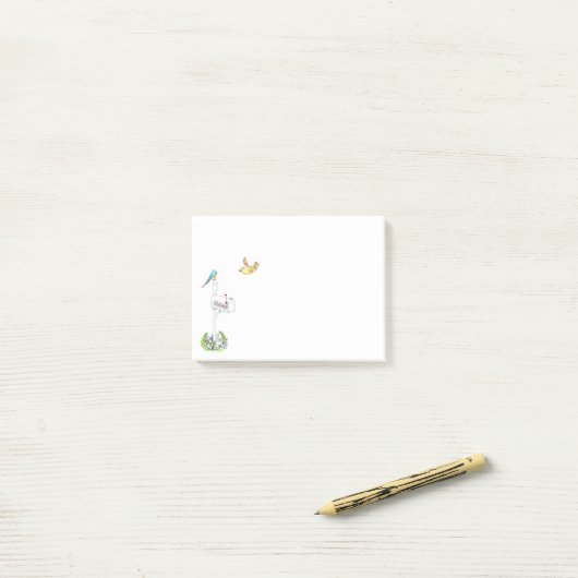 Waterverf mailbox met vogels post-it® notes (Op bureau)