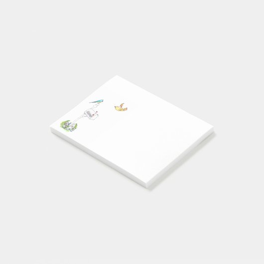 Waterverf mailbox met vogels post-it® notes (Schuin)