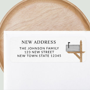Waterverf Mailbox Nieuw adres Retouradres Etiket