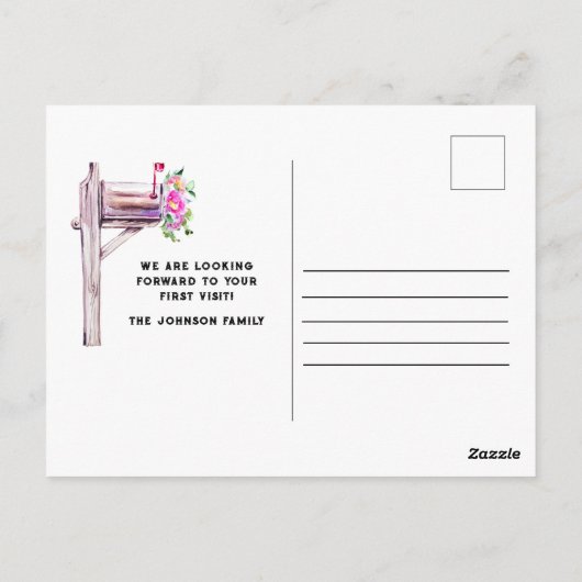 Waterverf Mailbox We hebben de aankondiging verpla Briefkaart (Achterkant)