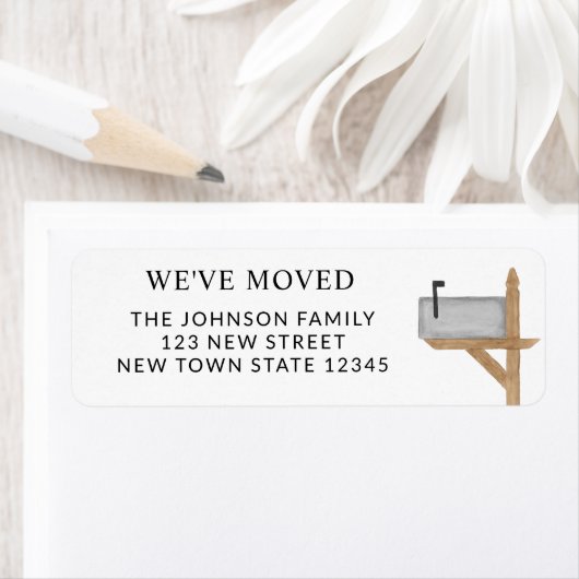 Waterverf Mailbox We hebben het retouradres verpla Etiket (Insitu)