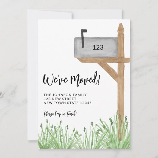Waterverf mailbox We zijn verhuisd Aankondiging (Voorkant)