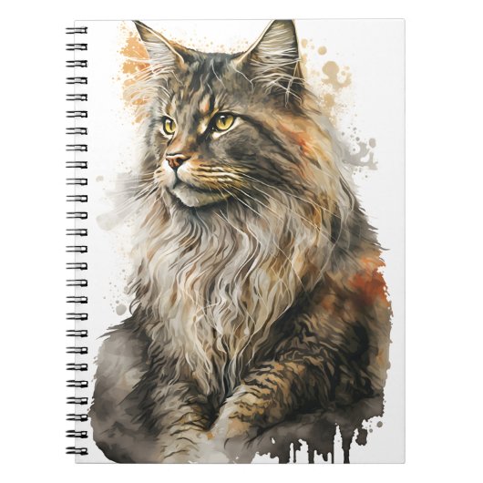  WATERVERF MAINE COON CAT NOTITIEBOEK (Voorkant)