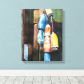 Waterverf Maine Lobster Buoy Coastal Canvas Afdruk (Insitu (Houten vloer))