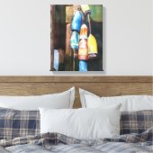 Waterverf Maine Lobster Buoy Coastal Canvas Afdruk (Insitu (Slaapkamer))