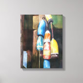 Waterverf Maine Lobster Buoy Coastal Canvas Afdruk (Voorkant)