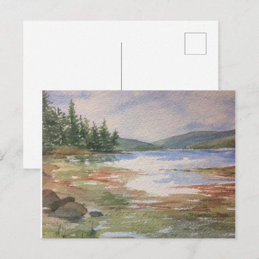 Waterverf Maine Low Tide Coastline Briefkaart (Voorkant / Achterkant)