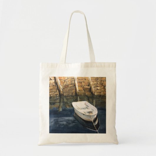 Waterverf Maine Rowboot Harbor Skiff Tote Bag (Voorkant)