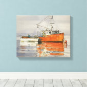 Waterverf Maine Vist Kustcanvas Kustafdrukken Canvas Afdruk (Insitu (Houten vloer))