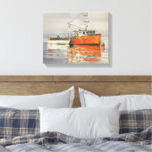 Waterverf Maine Vist Kustcanvas Kustafdrukken Canvas Afdruk (Insitu (Slaapkamer))