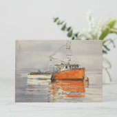 Waterverf Maine Vist Oranje grijs Bedankkaart (Staand voorkant)