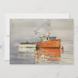 Waterverf Maine Vist Oranje grijs Bedankkaart