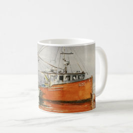 Waterverf Maine Vist Oranje grijs Koffiemok