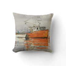 Waterverf Maine Vist Oranje grijs