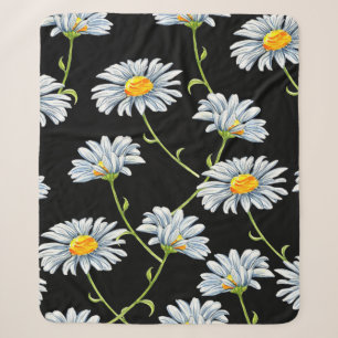 Waterverf-maisies. Naadloze florale achtergrond me Sherpa Deken