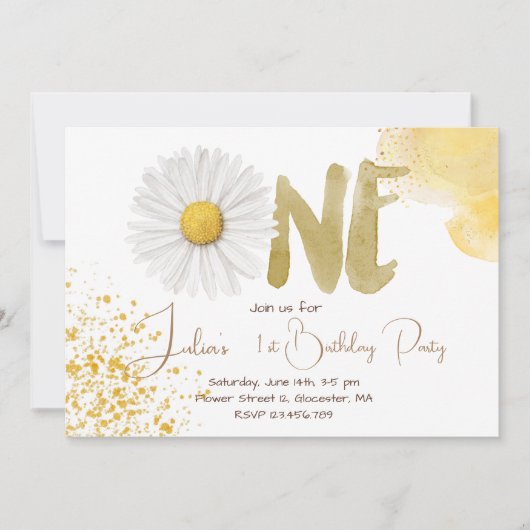 Waterverf maisy first Birthday Kaart (Voorkant)