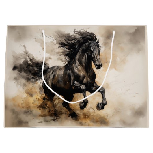  Waterverf Majestic Black Hengst Groot Cadeauzakje (Voorkant)