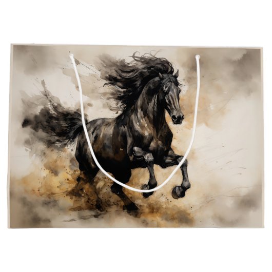  Waterverf Majestic Black Hengst Groot Cadeauzakje (Achterkant)