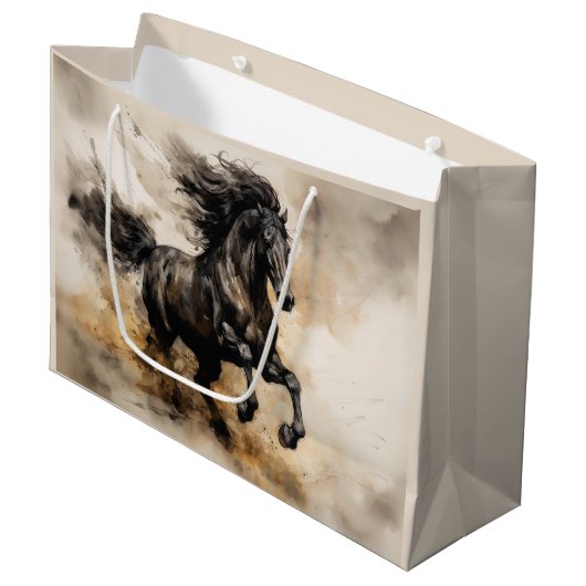  Waterverf Majestic Black Hengst Groot Cadeauzakje (Voorkant Gekanteld)