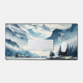 Waterverf Majestic met sneeuw bedekte bergen Bureaumat (Keyboard & Muis)