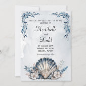 Waterverf Majestic Mia Beach Huwelijksuitnodiging Kaart (Voorkant)