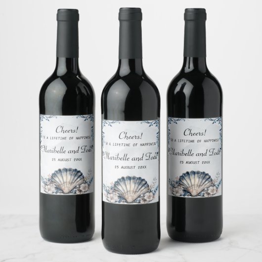 Waterverf Majestic Mia Wedding Wine Label Wijn Etiket (Flessen)