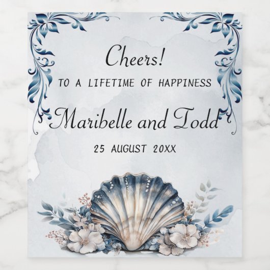 Waterverf Majestic Mia Wedding Wine Label Wijn Etiket (Enkel label)