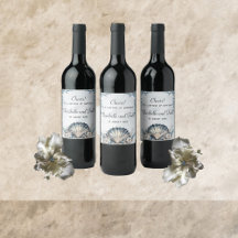 Waterverf Majestic Mia Wedding Wine Label