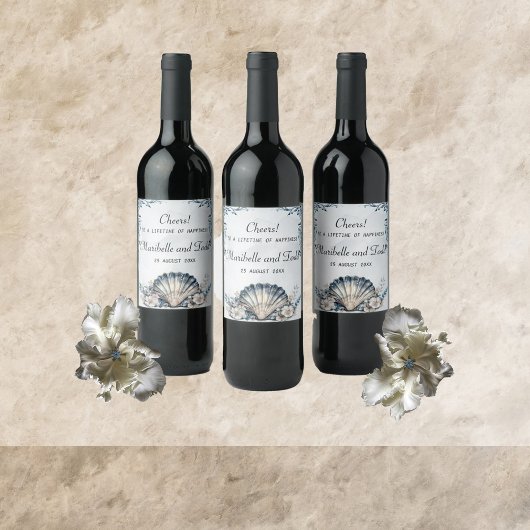 Waterverf Majestic Mia Wedding Wine Label Wijn Etiket