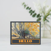 Waterverf majestueuze eikenboom in de Herfst Briefkaart (Staand voorkant)