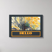 Waterverf majestueuze eikenboom in de Herfst Canvas Afdruk (Voorkant)