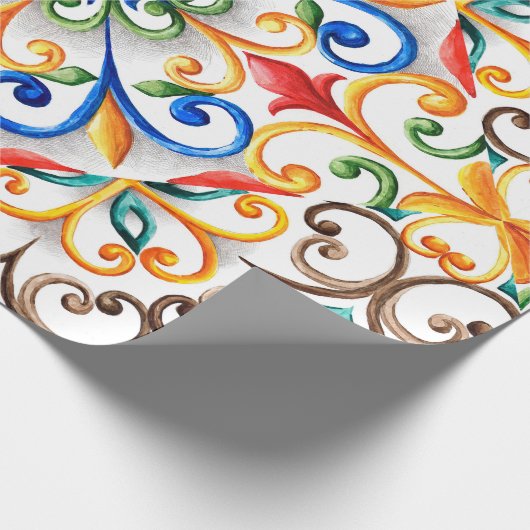 Waterverf majolica cadeaupapier (Hoek)