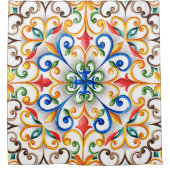 Waterverf majolica douchegordijn (Voorkant)