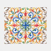 Waterverf majolica fleece deken (Voorkant (Horizontaal))