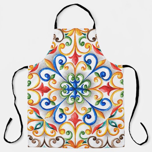 Waterverf majolica schort (Voorkant)