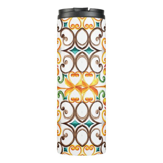 Waterverf majolica thermosbeker (Achterkant)