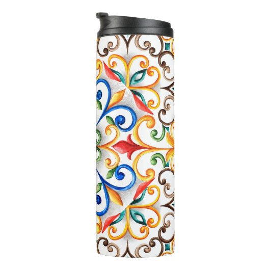 Waterverf majolica thermosbeker (Geroteerd rechts)