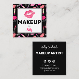 Waterverf Make-up Artiest Glam Square Visitekaartj Vierkante Visitekaartje